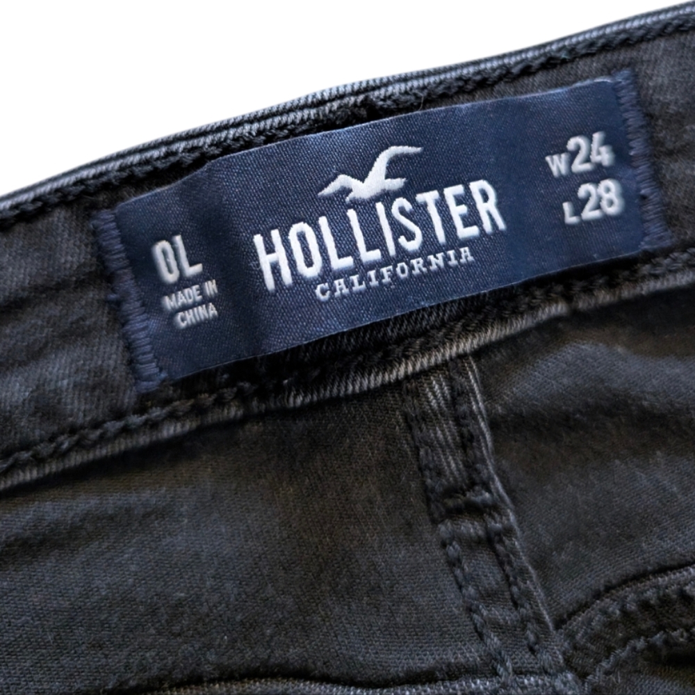 Hollister High Rise Crop Super Skinny Classic Stretch Black Ripped Jeans Size 0 - Picture 4 of 6